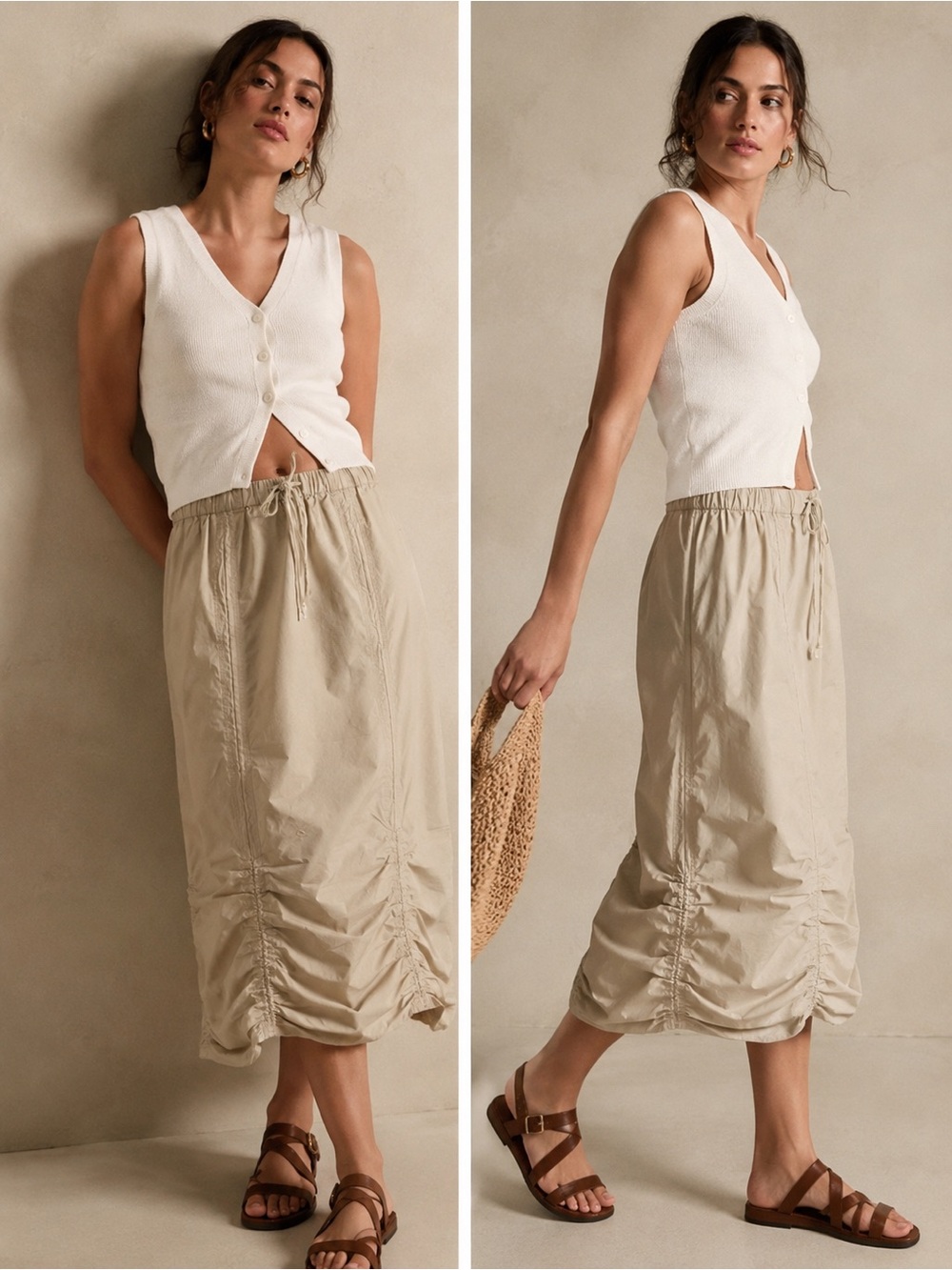 NICO Nomadic Traders Ruched Midi Skirt
Size 10